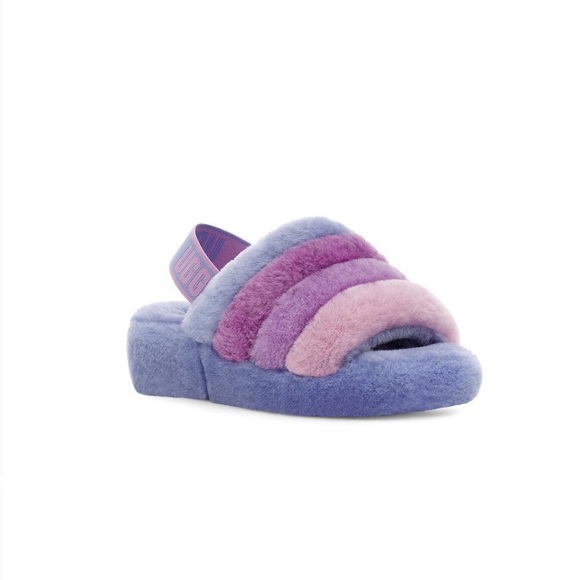 UGG Purple and Pink Fluffy Slippers - Picture 5 of 9